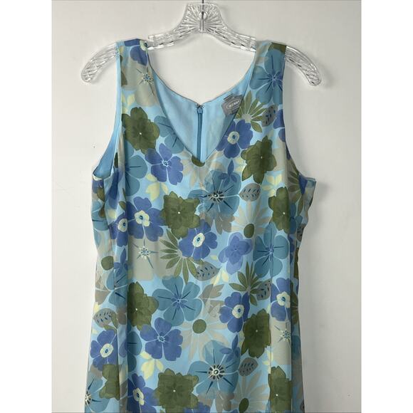 Old Navy V Neck Chiffon Midi Tank Dress Size 16 Blue Floral V Neck Lightweight - Picture 4 of 11